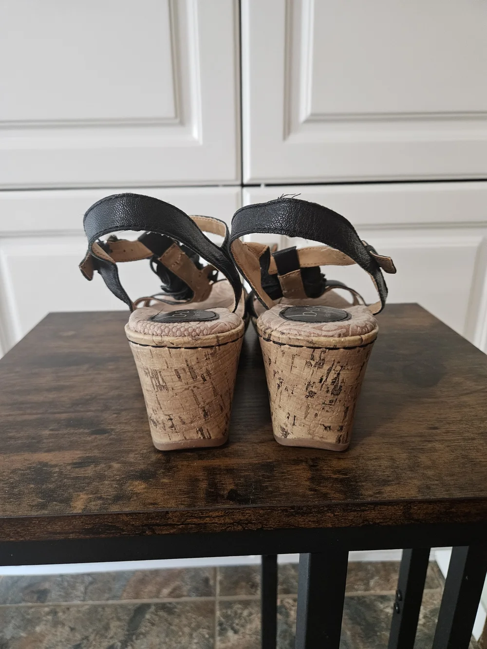 boc Black 3D Floral Cork Wedge Sandals Boho Chic Resortwear Whimsical Fairycore